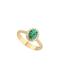 Anello Smeraldo Naturale Ovale in Oro Giallo 18k SG18956