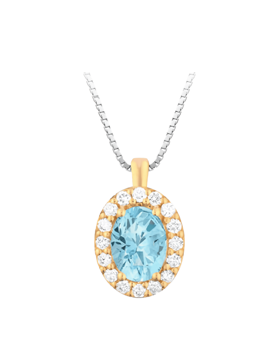 Ciondolo Acquamarina e Diamanti Naturali Oro Giallo 18k SG54788
