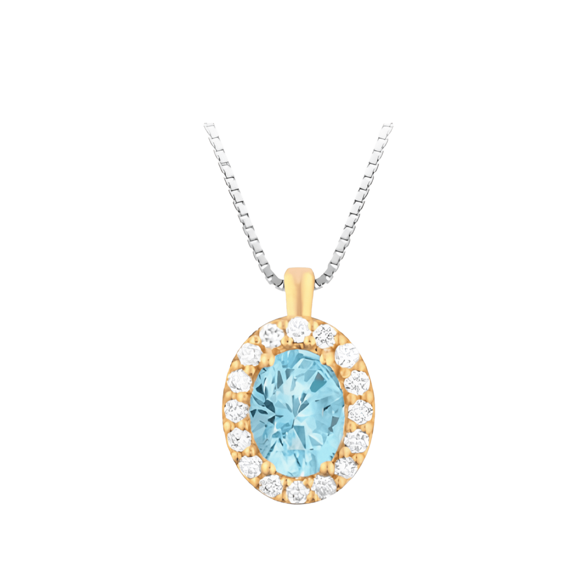 Ciondolo Acquamarina e Diamanti Naturali Oro Giallo 18k SG54788