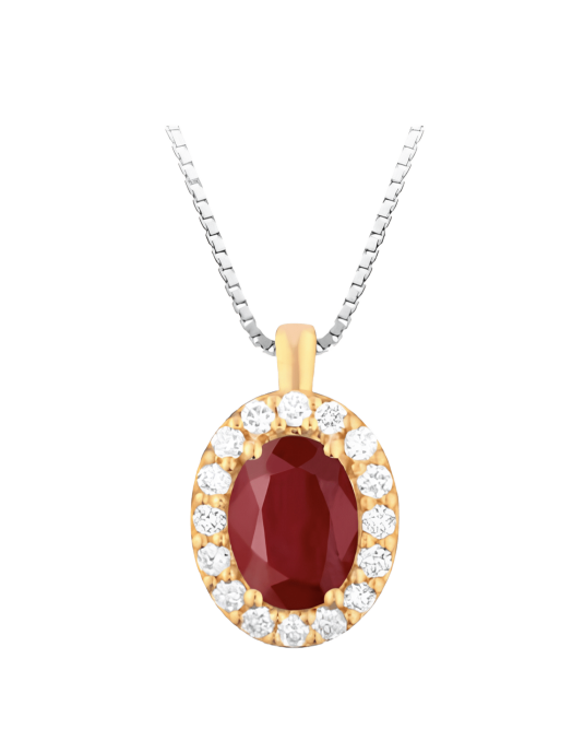 Ciondolo Rubino e Diamanti Naturali Oro Giallo 18k SG46982