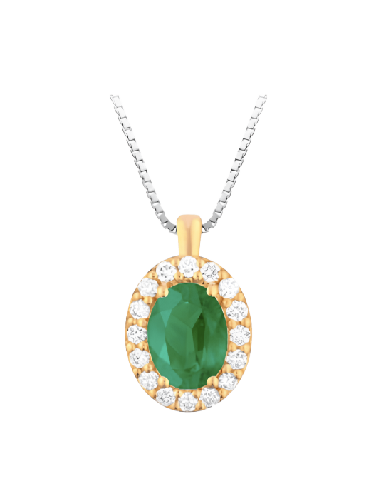Ciondolo Smeraldo e Diamanti Naturali Oro Giallo 18k SG76014
