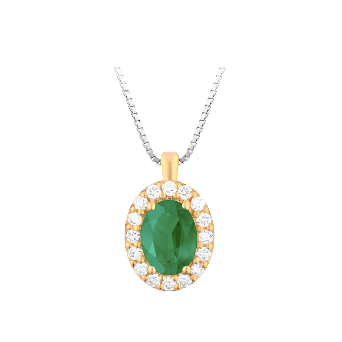 Ciondolo Smeraldo e Diamanti Naturali Oro Giallo 18k SG76014