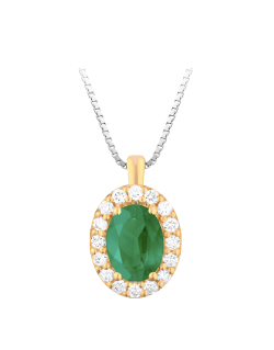 Ciondolo Smeraldo e Diamanti Naturali Oro Giallo 18k SG76014