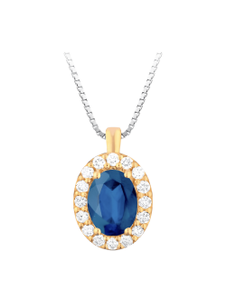 Ciondolo Zaffiro Blu e Diamanti Naturali Oro Giallo 18k SG11988