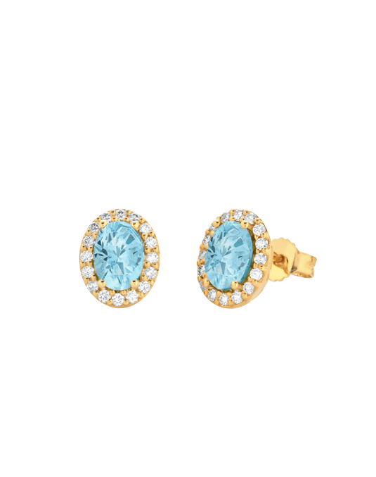Orecchini Acquamarina e Diamanti Naturali Oro Giallo 18k SG73743