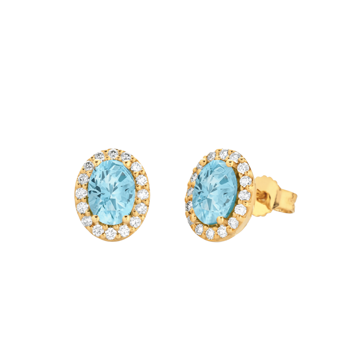 Orecchini Acquamarina e Diamanti Naturali Oro Giallo 18k SG73743