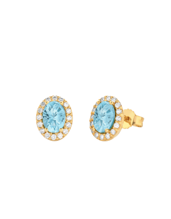 Orecchini Acquamarina e Diamanti Naturali Oro Giallo 18k SG73743