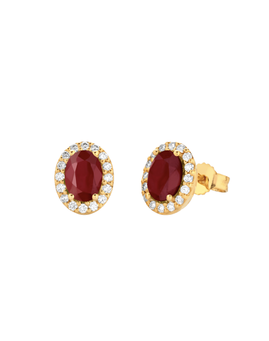 Orecchini Rubino e Diamanti Naturali Oro Giallo 18k SG28747