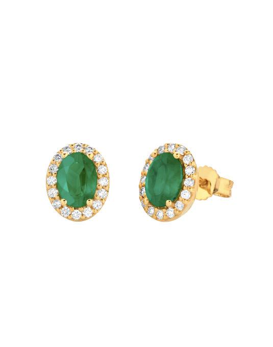 Orecchini Smeraldo e Diamanti Naturali Oro Giallo 18k SG69479