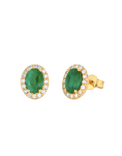 Orecchini Smeraldo e Diamanti Naturali Oro Giallo 18k SG69479