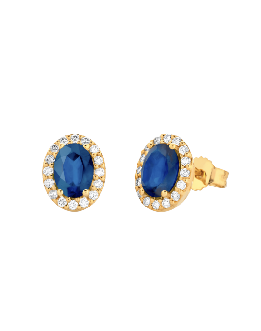 Orecchini Zaffiro e Diamanti Naturali Oro Giallo 18k SG60626