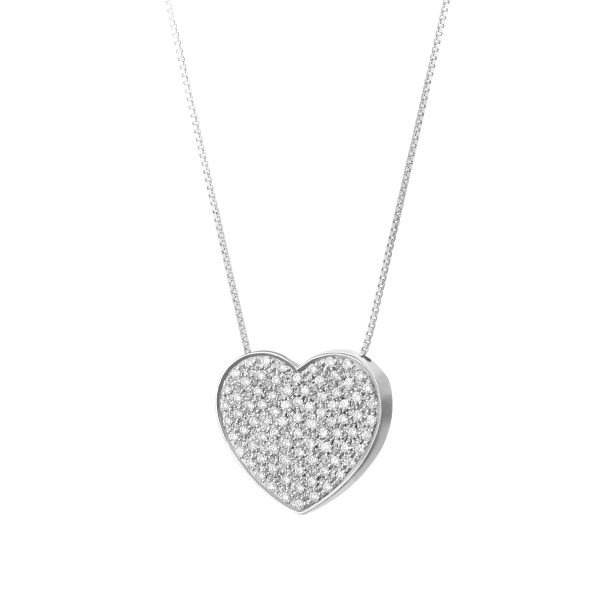 Ciondolo Cuore Pavé di Diamanti Naturali Oro Bianco 18k SG67506