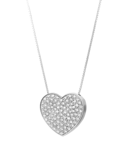Ciondolo Cuore Pavé di Diamanti Naturali Oro Bianco 18k SG67506