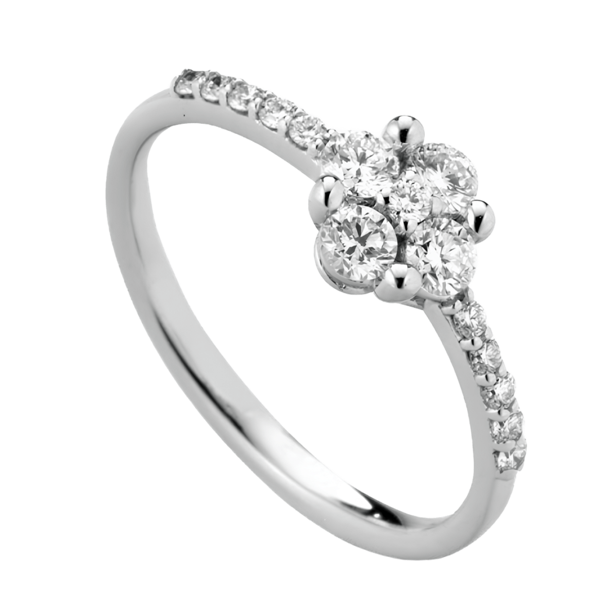 Anello Fiore di Brillantezza Oro Bianco 18k Diamanti Naturali SG91309
