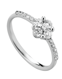 Anello Fiore di Brillantezza Oro Bianco 18k Diamanti Naturali SG91309