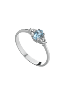 Anello Acquamarina Celeste Oro Bianco 18k Diamanti Naturali SG71998