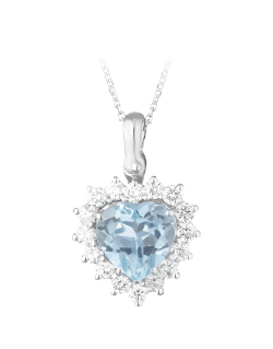 Ciondolo Cuore di Topazio e Diamanti Naturali in Oro Bianco 18k SG6196