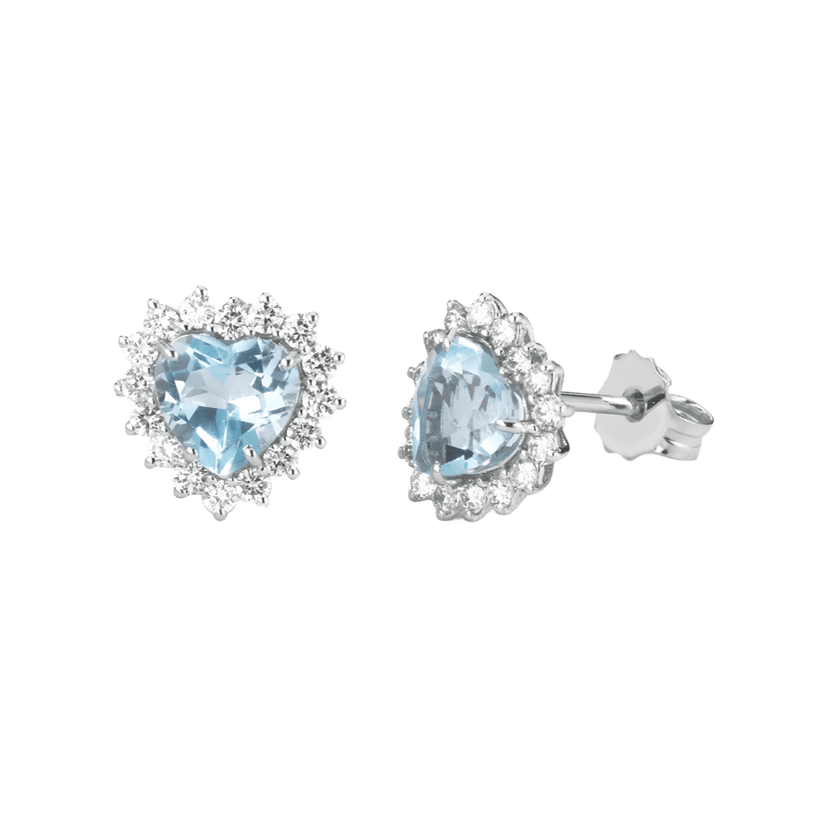 Orecchini Cuore di Topazio e Diamanti Naturali Oro Bianco 18k SG40167