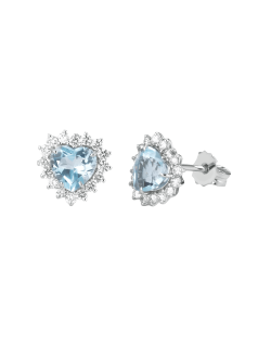 Orecchini Cuore di Topazio e Diamanti Naturali Oro Bianco 18k SG40167