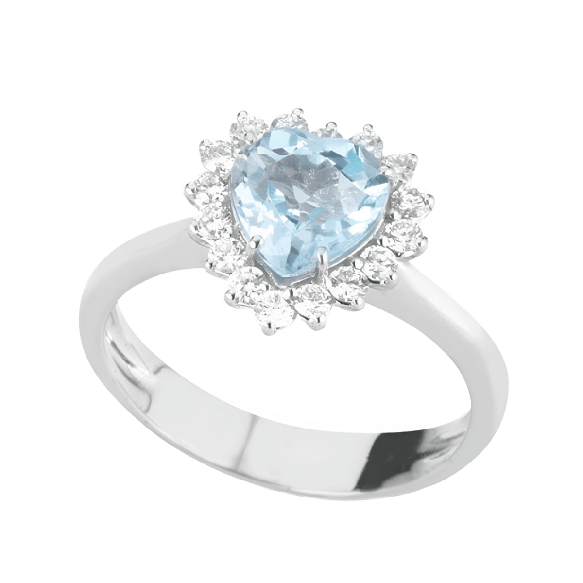 Anello Cuore di Topazio e Diamanti Naturali in Oro Bianco 18k SG02271