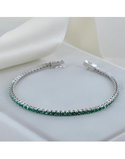 Bracciale Tennis Oro Bianco 18k con Smeraldi Naturali SG41702