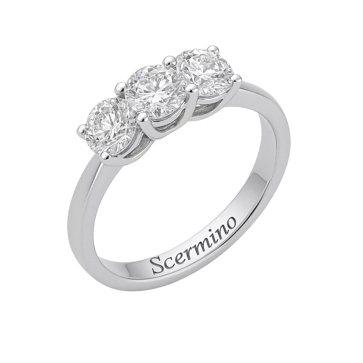 Anello Trilogy Eternité Oro Bianco 18k Diamanti GIA SG29597
