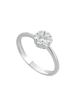 Anello Fiore di Diamanti in Oro Bianco 18K E VVS2 SG92406