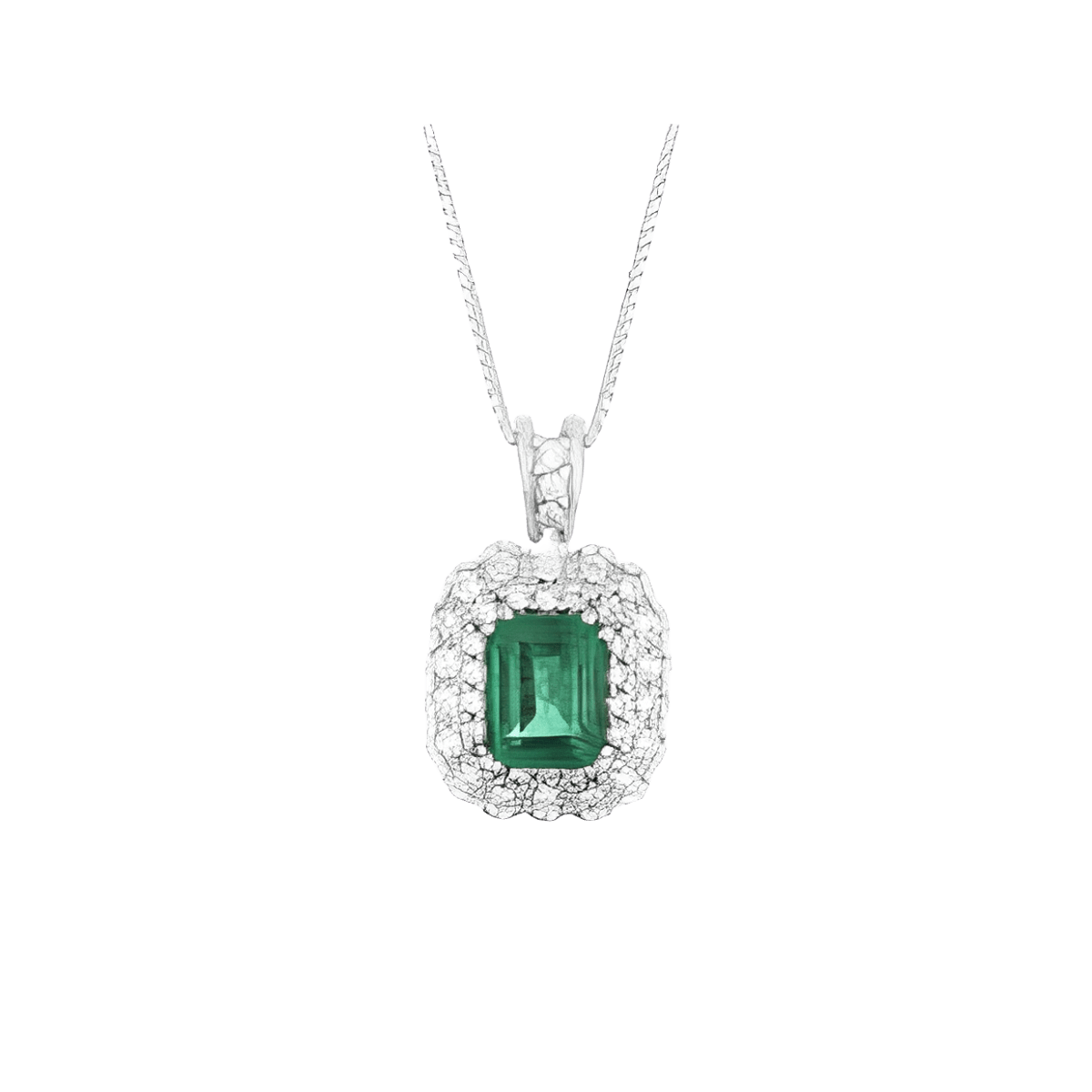 Ciondolo Smeraldo e Diamanti Oro Bianco 18k SG86205