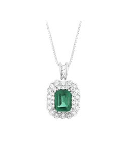 Ciondolo Smeraldo e Diamanti Oro Bianco 18k SG86205