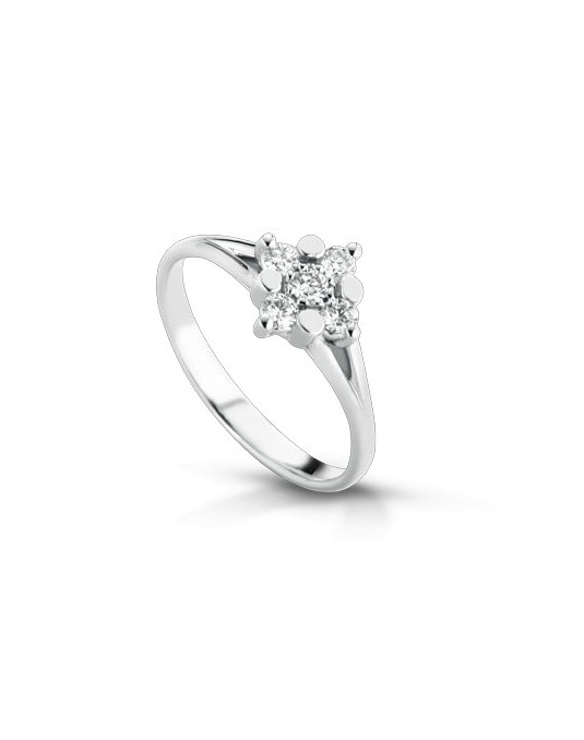 ANELLO FANTASIA IN ORO BIANCO 18 K CON DIAMANTI NATURALI E VVS