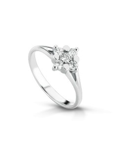 ANELLO FANTASIA IN ORO BIANCO 18 K CON DIAMANTI NATURALI E VVS