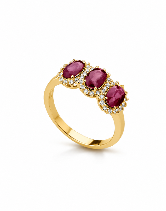 Anello Trilogy Rubini e Diamanti Naturali SG32785