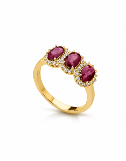Anello Trilogy Rubini e Diamanti Naturali SG32785