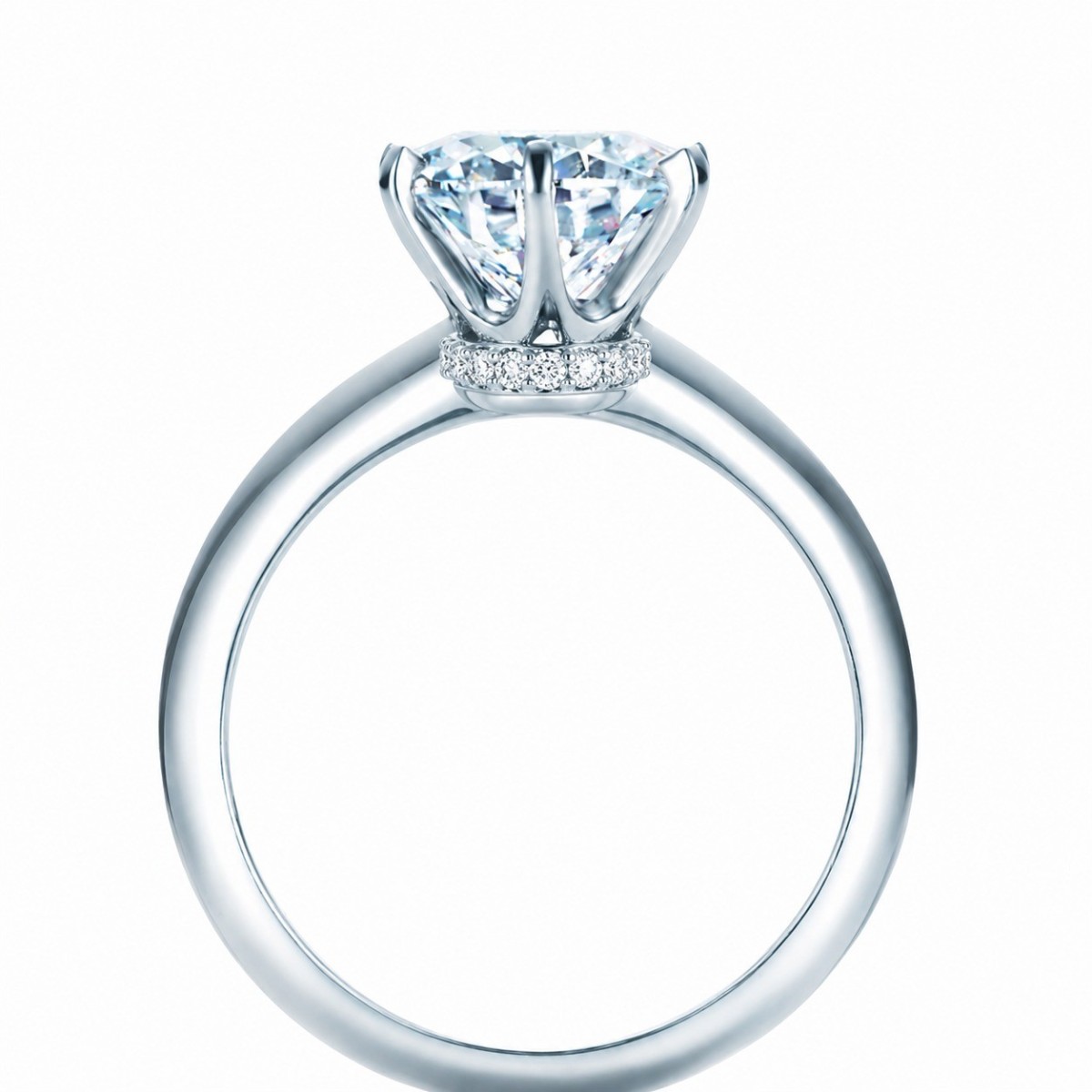 Solitario Crown Pavé Oro Bianco 18k SG09583