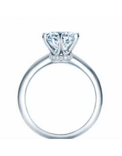 Solitario Crown Pavé Oro Bianco 18k SG09583