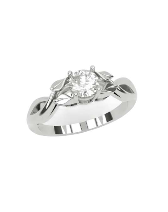 Solitario Foglie di Luce in Oro Bianco 18k SG29360