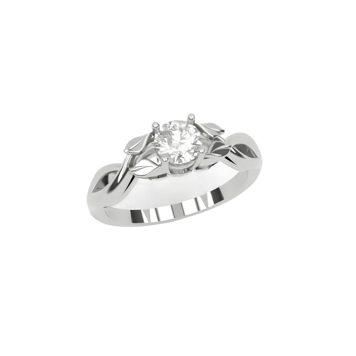 Solitario Foglie di Luce in Oro Bianco 18k SG29360