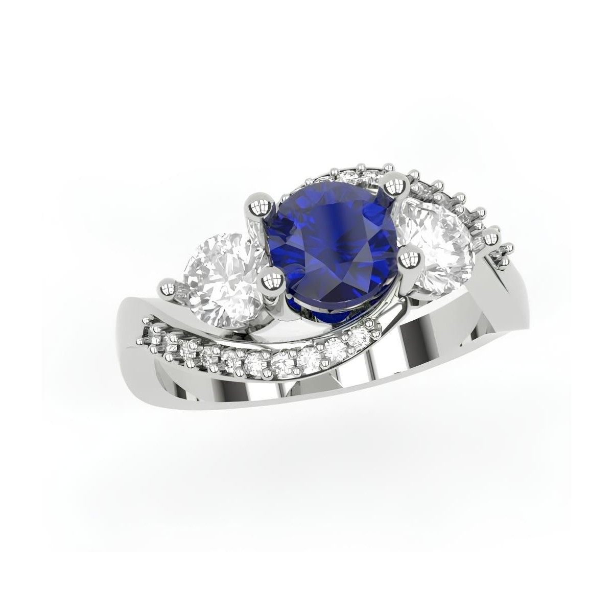 Anello Trilogy Zaffiro Blu Reale in Oro Bianco 18k SG38128