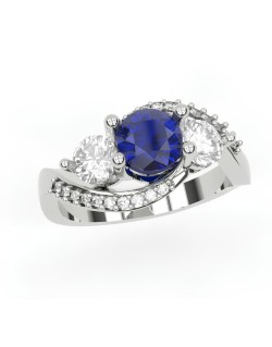 Anello Trilogy Zaffiro Blu Reale in Oro Bianco 18k SG38128