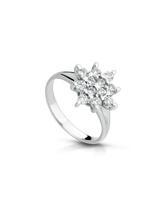 ANELLO FANTASIA IN ORO BIANCO 18 K CON DIAMANTI NATURALI E VVS