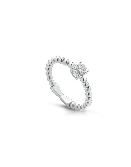 ANELLO FANTASIA IN ORO BIANCO 18 K CON DIAMANTI NATURALI E VVS