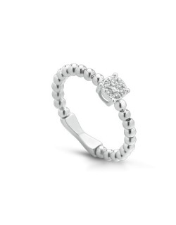 ANELLO FANTASIA IN ORO BIANCO 18 K CON DIAMANTI NATURALI E VVS