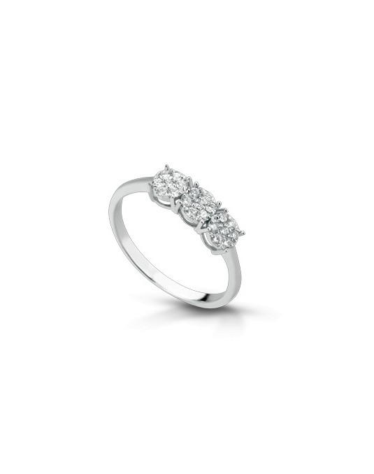 ANELLO TRILOGY IN ORO BIANCO 18 K CON DIAMANTI NATURALI E VVS