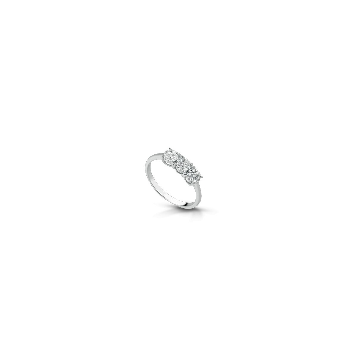 ANELLO TRILOGY IN ORO BIANCO 18 K CON DIAMANTI NATURALI E VVS