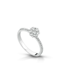 ANELLO FANTASIA IN ORO BIANCO 18 K CON DIAMANTI NATURALI E VVS