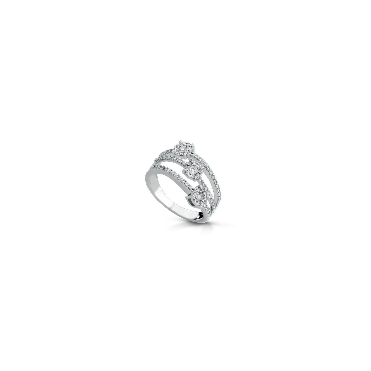 ANELLO TRILOGY IN ORO BIANCO 18 K CON DIAMANTI NATURALI E VVS