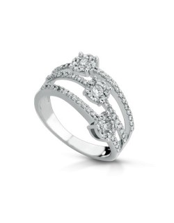 ANELLO TRILOGY IN ORO BIANCO 18 K CON DIAMANTI NATURALI E VVS