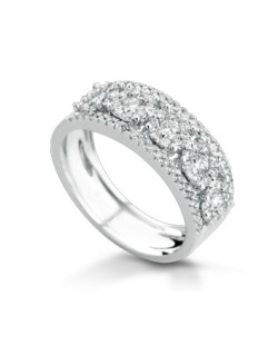 ANELLO VERETTA IN ORO BIANCO 18 K CON DIAMANTI NATURALI E VVS