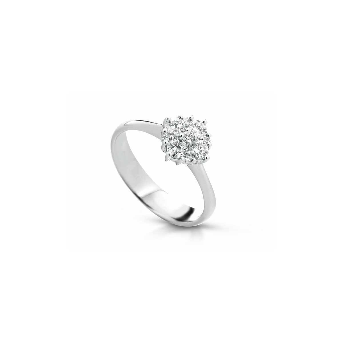 ANELLO FANTASIA IN ORO BIANCO 18 K CON DIAMANTI NATURALI E VVS