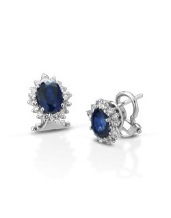 ORECCHINI FANTASIA IN ORO BIANCO 18 K CON ZAFFIRI E DIAMANTI NATURALI E VVS
